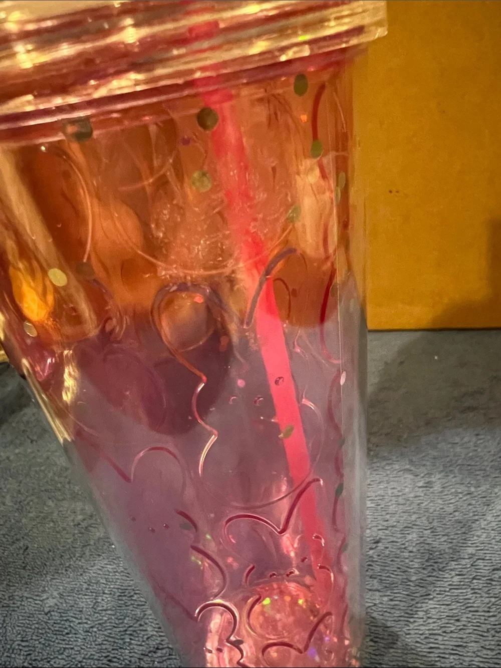 Peeps Pink Iridescent Confetti Tumbler with Straw